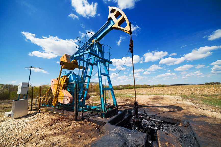 Oil pump under blue sky